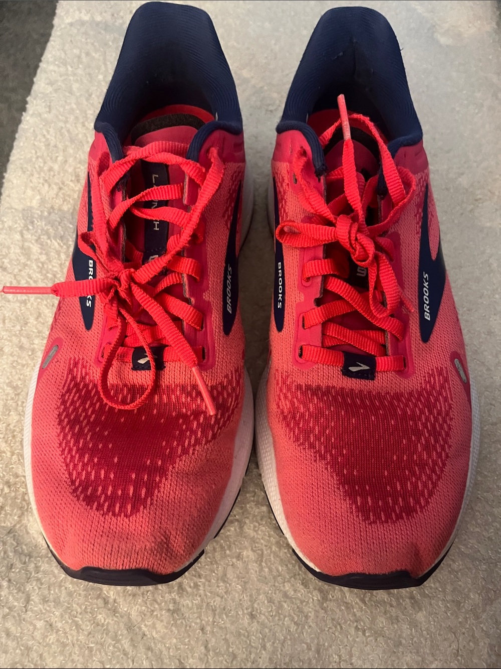 Brooks Women's Coral and Navy Lace-Up Running Sneakers